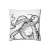 Octopus Kraken Tentacles White Ink Art Spun Polyester Square Pillow Case Home Decor