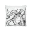 Octopus Kraken Tentacles White Ink Art Spun Polyester Square Pillow Case Home Decor