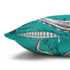 Octopus Kraken Tentacles White Teal Map Ink Art Spun Polyester Square Pillow Case Home Decor