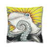 Octopus Kraken Yellow Ink Art Spun Polyester Square Pillow Case Home Decor