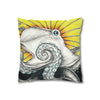 Octopus Kraken Yellow Ink Art Spun Polyester Square Pillow Case Home Decor