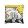 Octopus Kraken Yellow Ink Art Spun Polyester Square Pillow Case Home Decor