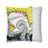 Octopus Kraken Yellow Ink Art Spun Polyester Square Pillow Case Home Decor