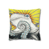 Octopus Kraken Yellow Ink Art Spun Polyester Square Pillow Case Home Decor