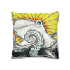 Octopus Kraken Yellow Ink Art Spun Polyester Square Pillow Case Home Decor