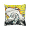 Octopus Kraken Yellow Ink Art Spun Polyester Square Pillow Case Home Decor