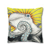 Octopus Kraken Yellow Ink Art Spun Polyester Square Pillow Case Home Decor