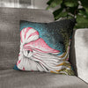 Octopus Nautilus Blue Yellow Stippling Black Ink Art Spun Polyester Square Pillow Case 16 × Home