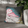 Octopus Nautilus Blue Yellow Stippling Black Ink Art Spun Polyester Square Pillow Case 18 × Home