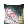 Octopus Nautilus Blue Yellow Stippling Black Ink Art Spun Polyester Square Pillow Case Home Decor