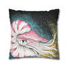 Octopus Nautilus Blue Yellow Stippling Black Ink Art Spun Polyester Square Pillow Case Home Decor