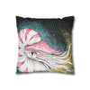 Octopus Nautilus Blue Yellow Stippling Black Ink Art Spun Polyester Square Pillow Case Home Decor