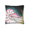 Octopus Nautilus Blue Yellow Stippling Black Ink Art Spun Polyester Square Pillow Case Home Decor