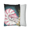 Octopus Nautilus Blue Yellow Stippling Black Ink Art Spun Polyester Square Pillow Case Home Decor