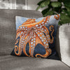 Octopus Orange Red Blue Bubbles Dance Art Spun Polyester Square Pillow Case 18 × Home Decor