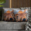 Octopus Orange Red Blue Bubbles Dance Art Spun Polyester Square Pillow Case Home Decor