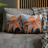 Octopus Orange Red Blue Bubbles Dance Art Spun Polyester Square Pillow Case Home Decor