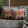 Octopus Orange Red Blue Bubbles Dance Art Spun Polyester Square Pillow Case Home Decor