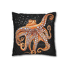 Octopus Orange Red Bubbles Dance Black Art Spun Polyester Square Pillow Case 14 × Home Decor