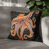 Octopus Orange Red Bubbles Dance Black Art Spun Polyester Square Pillow Case Home Decor