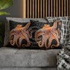 Octopus Orange Red Bubbles Dance Black Art Spun Polyester Square Pillow Case Home Decor