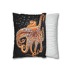 Octopus Orange Red Bubbles Dance Black Art Spun Polyester Square Pillow Case Home Decor