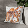 Octopus Orange Red Dance Bubbles Art Spun Polyester Square Pillow Case 14 × Home Decor