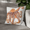 Octopus Orange Red Dance Bubbles Art Spun Polyester Square Pillow Case 16 × Home Decor