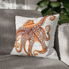 Octopus Orange Red Dance Bubbles Art Spun Polyester Square Pillow Case 18 × Home Decor