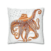 Octopus Orange Red Dance Bubbles Art Spun Polyester Square Pillow Case Home Decor