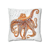Octopus Orange Red Dance Bubbles Art Spun Polyester Square Pillow Case Home Decor