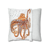 Octopus Orange Red Dance Bubbles Art Spun Polyester Square Pillow Case Home Decor