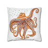 Octopus Orange Red Dance Bubbles Art Spun Polyester Square Pillow Case Home Decor