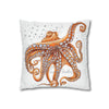 Octopus Orange Red Dance Bubbles Art Spun Polyester Square Pillow Case Home Decor