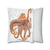 Octopus Orange Red Dance Bubbles Art Spun Polyester Square Pillow Case Home Decor