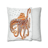 Octopus Orange Red Dance Bubbles Art Spun Polyester Square Pillow Case Home Decor