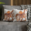 Octopus Orange Red Dance Bubbles Art Spun Polyester Square Pillow Case Home Decor