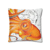 Octopus Orange Red Vintage Map Ink Art Spun Polyester Square Pillow Case Home Decor