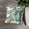 Octopus Pale Green Eggshell White Ink Art Spun Polyester Square Pillow Case 14 × Home Decor