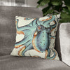 Octopus Pale Green Eggshell White Ink Art Spun Polyester Square Pillow Case 16 × Home Decor