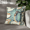 Octopus Pale Green Eggshell White Ink Art Spun Polyester Square Pillow Case 18 × Home Decor