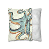 Octopus Pale Green Eggshell White Ink Art Spun Polyester Square Pillow Case Home Decor