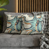 Octopus Pale Green Eggshell White Ink Art Spun Polyester Square Pillow Case Home Decor