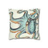 Octopus Pale Green Eggshell White Ink Art Spun Polyester Square Pillow Case Home Decor