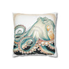 Octopus Pale Green Vintage Ink Art Spun Polyester Square Pillow Case 14 × Home Decor