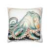 Octopus Pale Green Vintage Ink Art Spun Polyester Square Pillow Case 18 × Home Decor