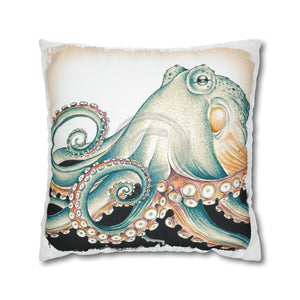 Octopus Pale Green Vintage Ink Art Spun Polyester Square Pillow Case 20 × Home Decor