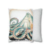 Octopus Pale Green Vintage Ink Art Spun Polyester Square Pillow Case Home Decor