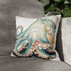 Octopus Pale Green Vintage Ink Art Spun Polyester Square Pillow Case Home Decor