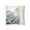 Octopus Pale Green Vintage Ink Art Spun Polyester Square Pillow Case Home Decor